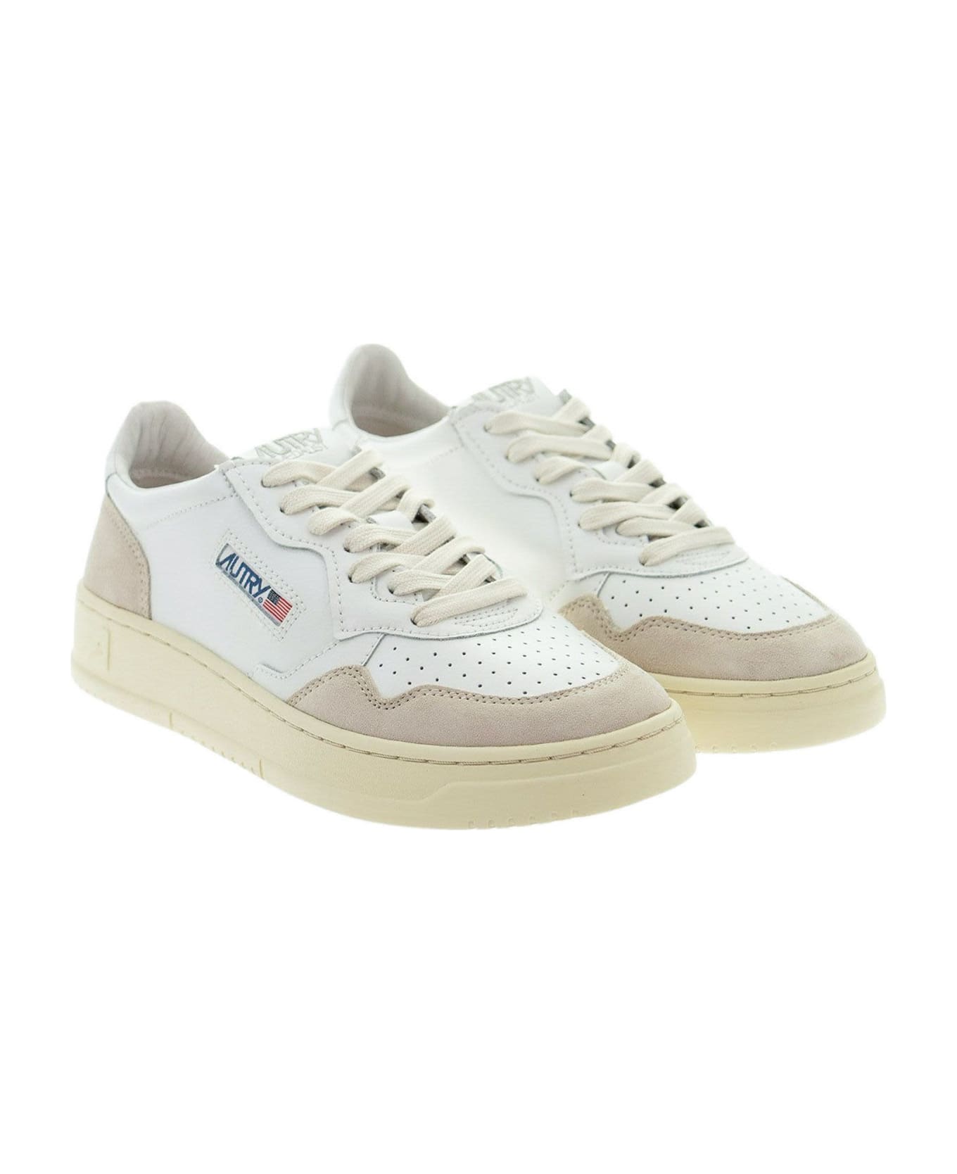 Autry Medalist Low - Leather And Suede Sneakers - White