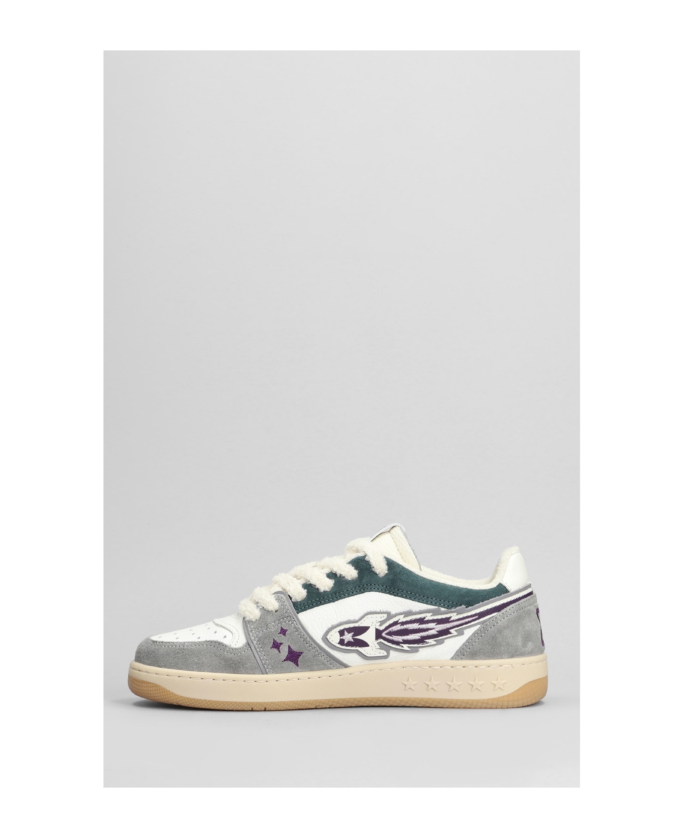 Enterprise Japan Egg Rocket Sneakers In Grey Suede And Leather - MultiColour