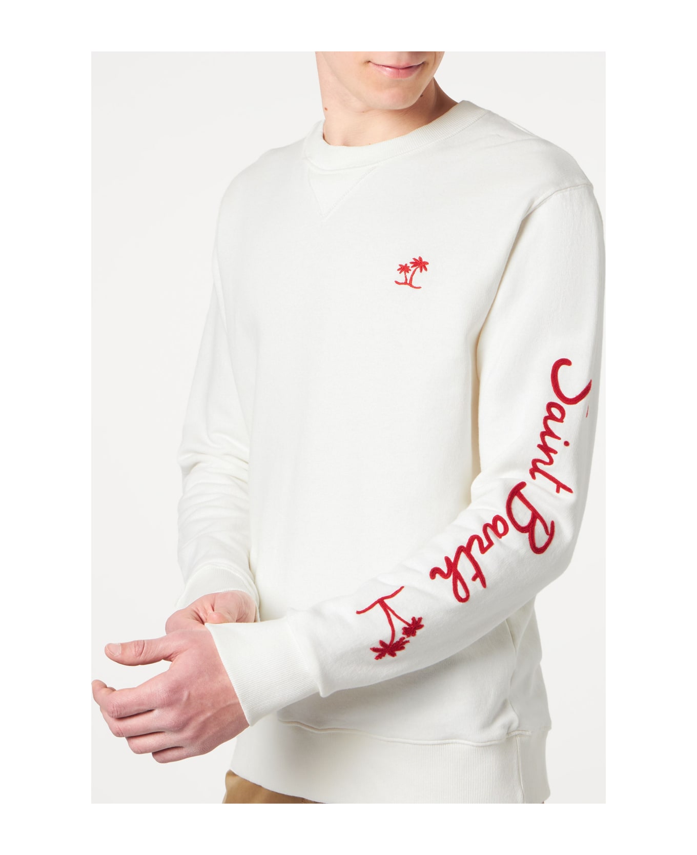 MC2 Saint Barth Man White Sweatshirt With Saint Barth Embroidery