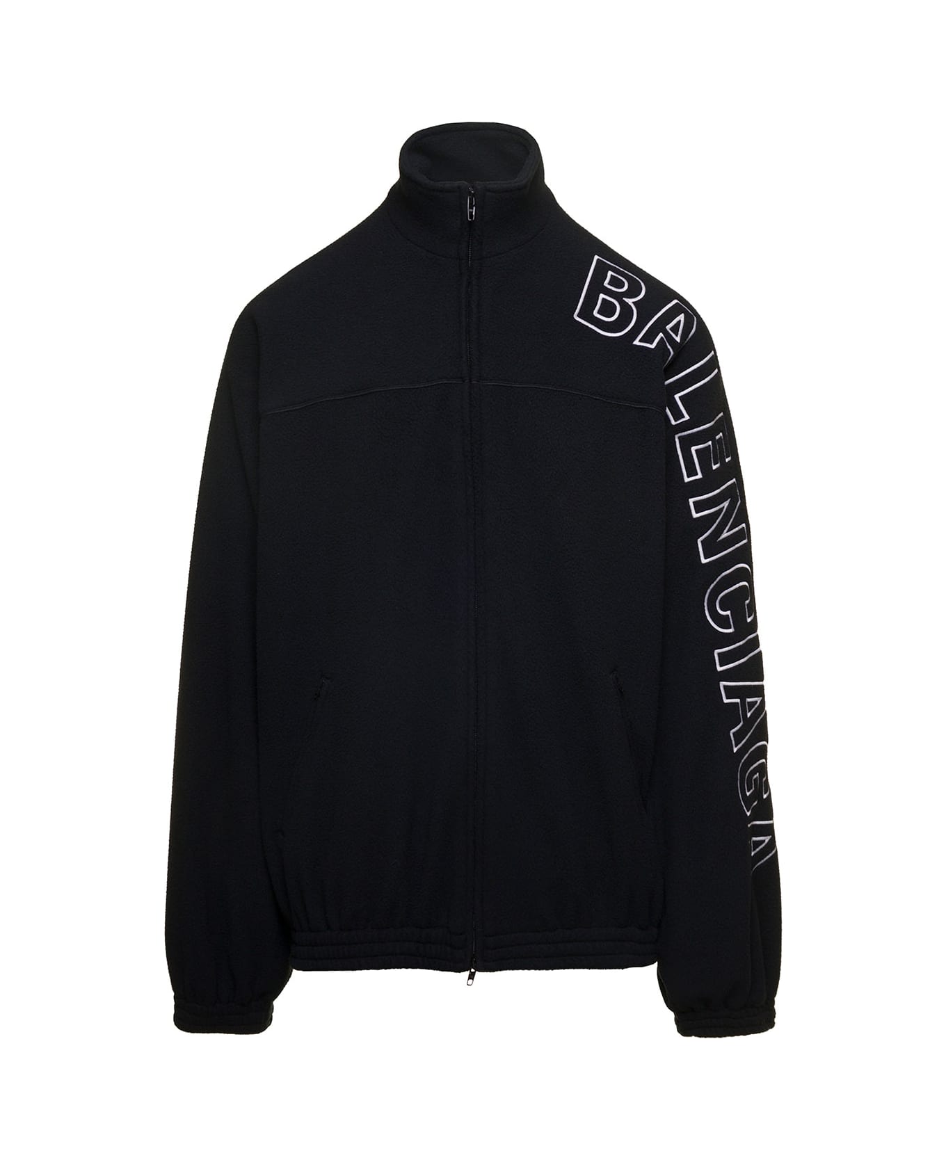 Balenciaga Fleece Jacket With Logo - BLACK ジャケット