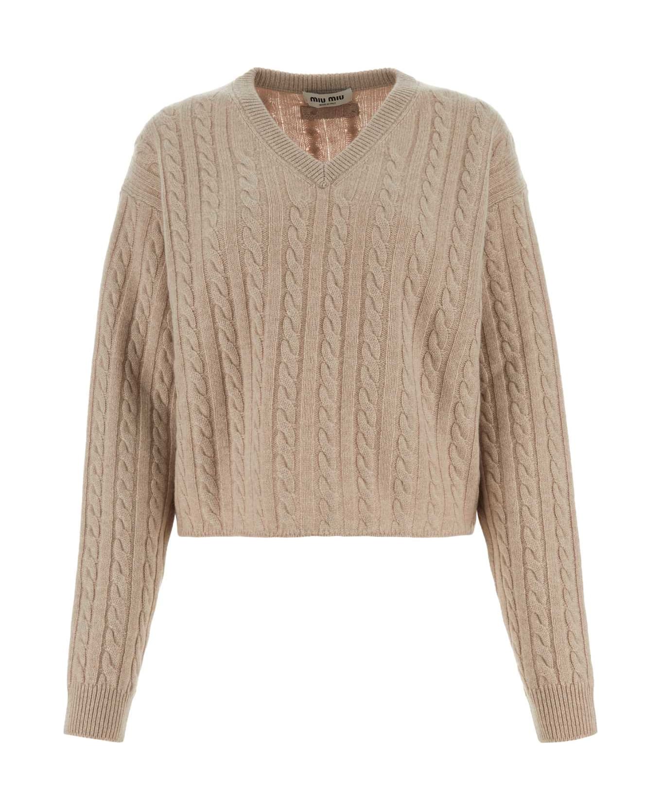 Miu Miu Sand Cashmere Sweater - CALCE ニットウェア