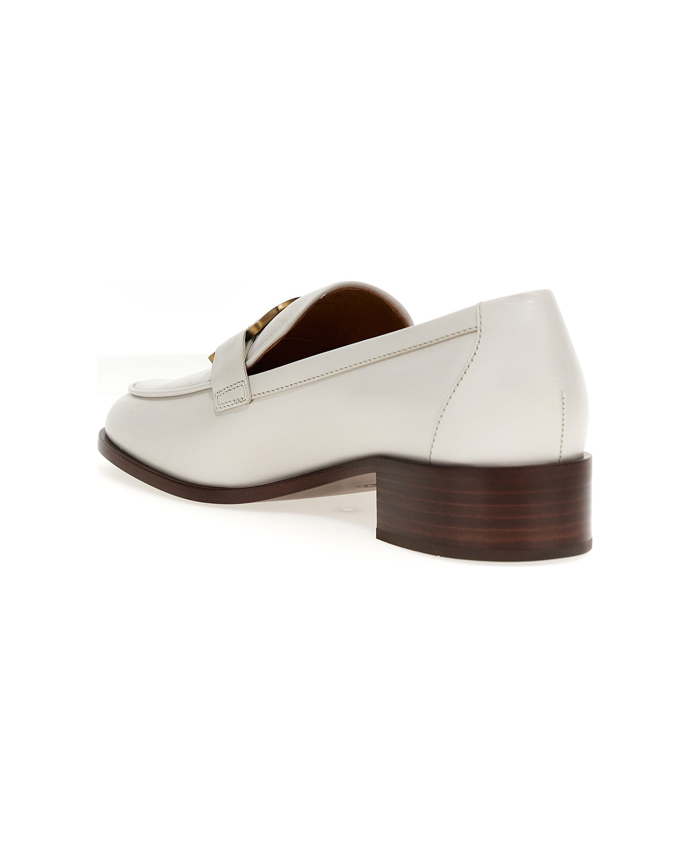 Tod's Leather Loafers With Chain Detail - White