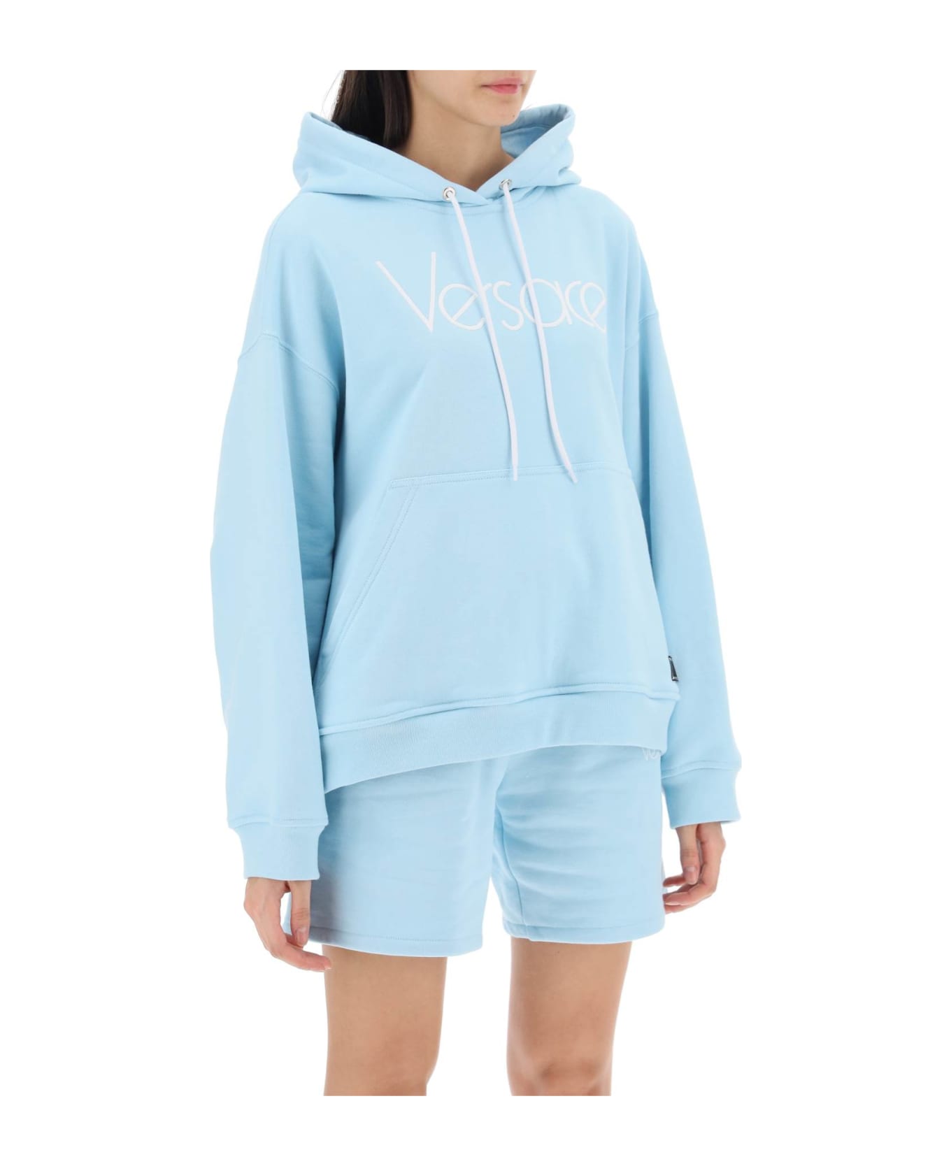 Versace Hoodie With 1978 Re-edition Logo - Pale Blue+bianco