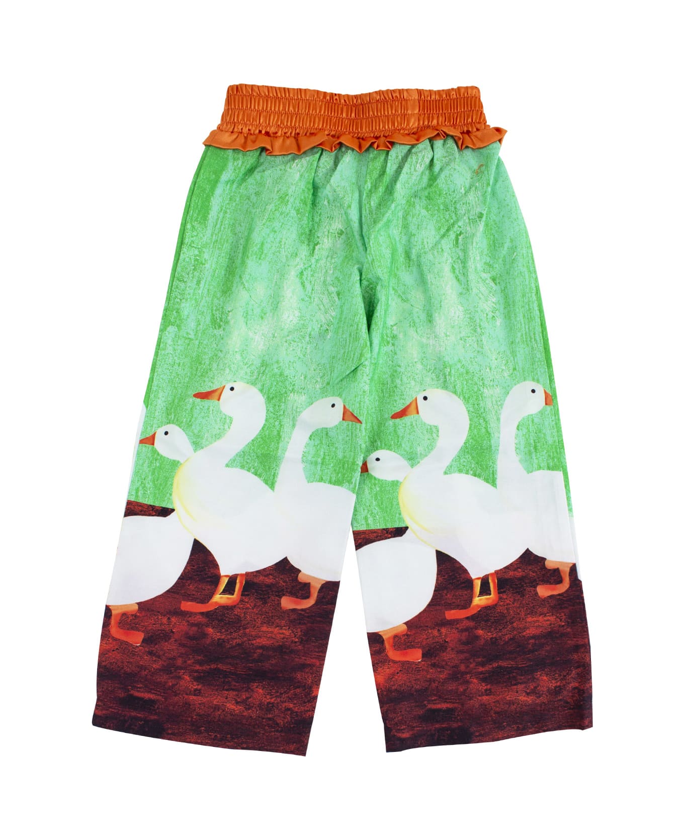 Stella Jean Girl Trousers Printed With Geese - Green ボトムス