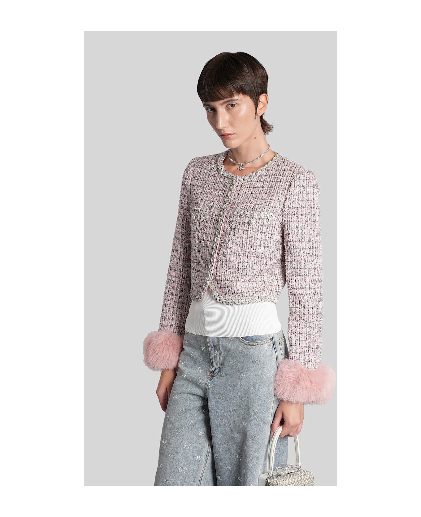 self-portrait Casual Jacket In Rose-pink Wool - rose-pink