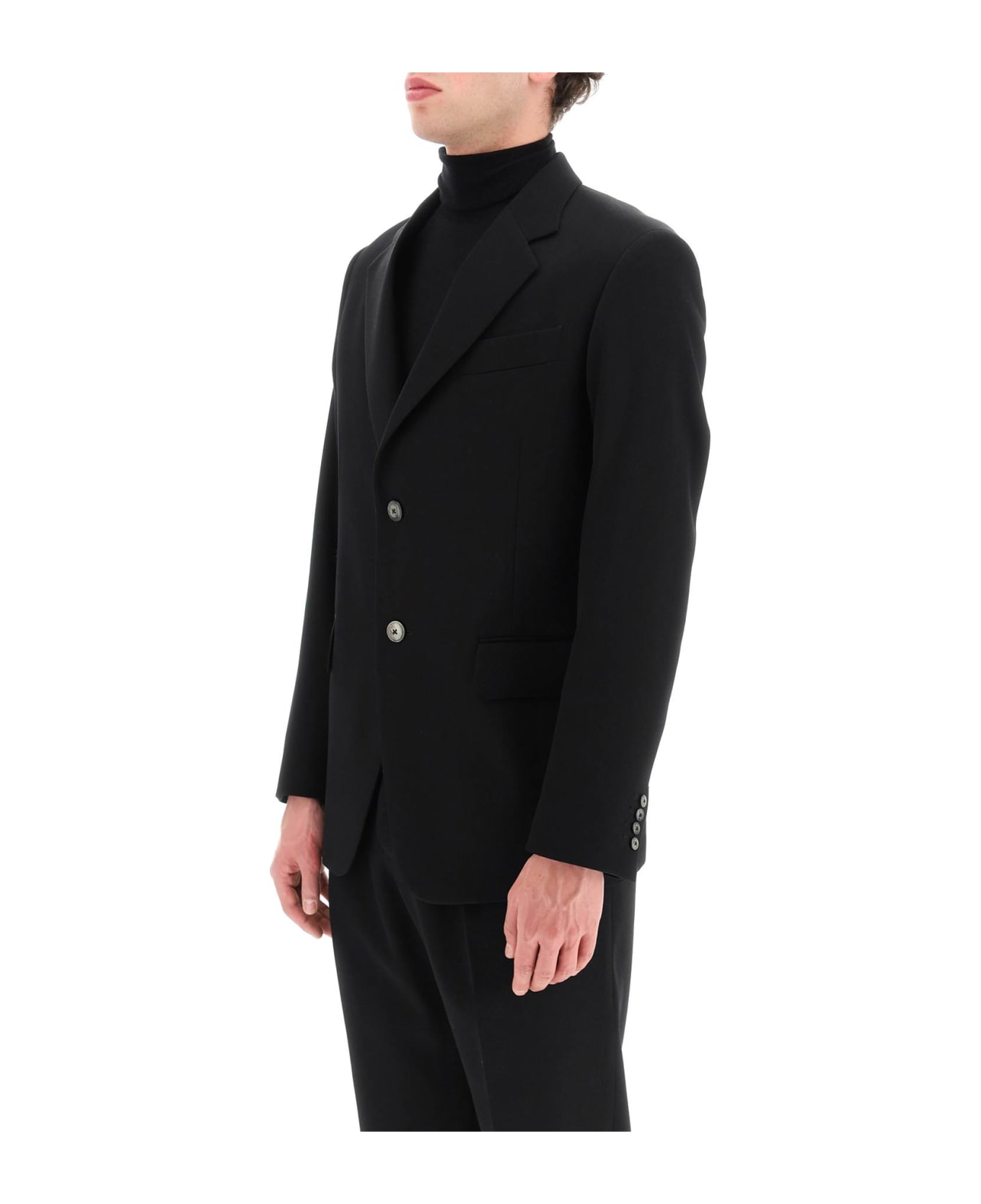 Lanvin Wool Single Breast Blazer Jacket - BLACK (Black)