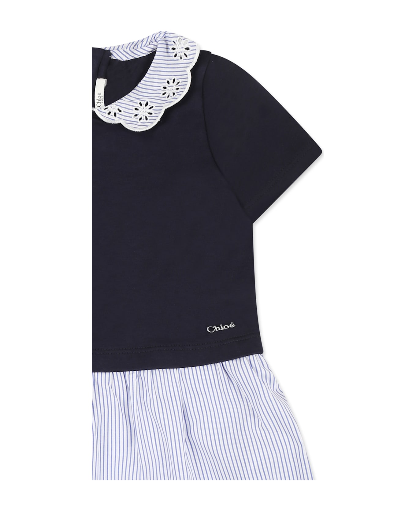 Chloé Blue Dress For Baby Girl With Logo - Blue