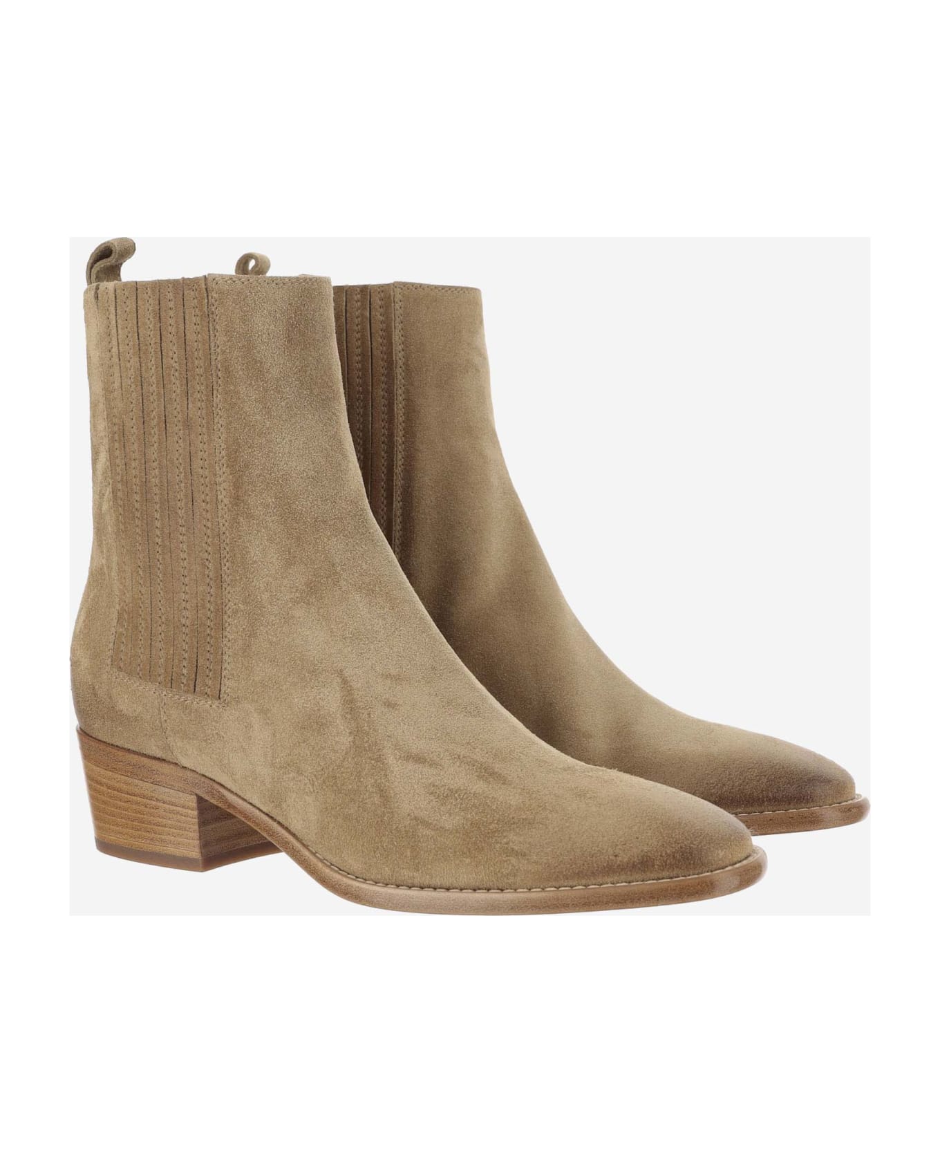 Sartore Suede Ankle Boots - Beige