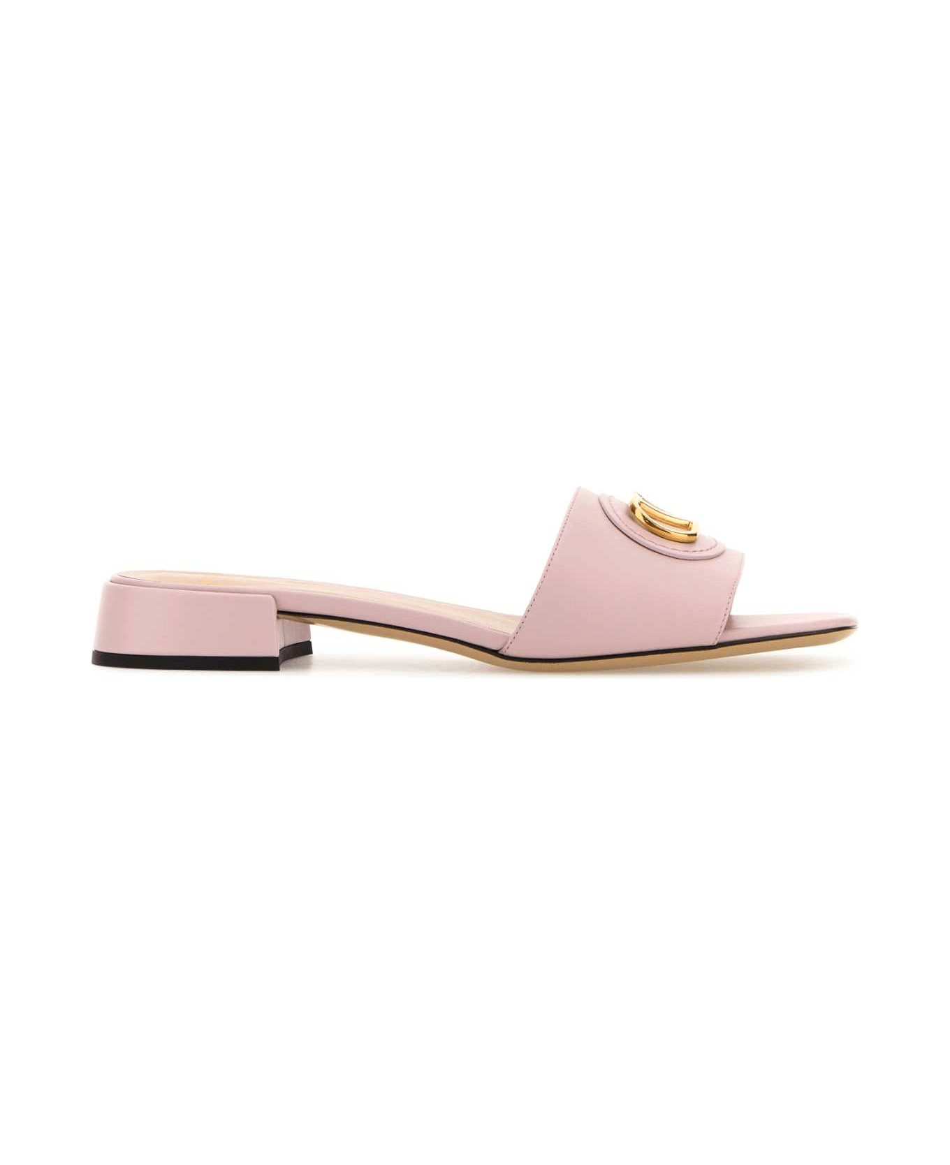 Valentino Garavani Pink Leather Vlogo Signature Slippers - WATERROSE