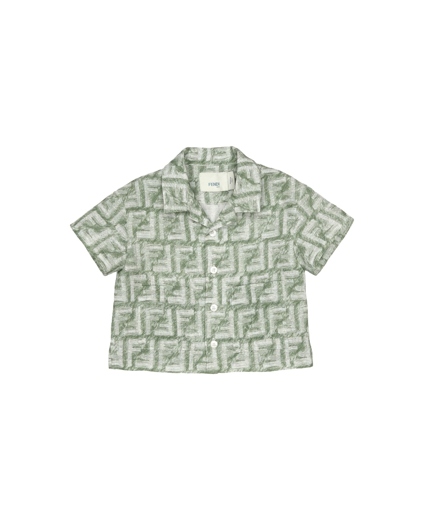 Fendi Bowling Shirt With Green Monogram Motif - Green