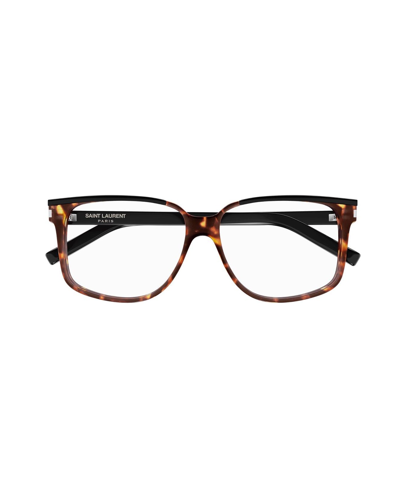 Saint Laurent Eyewear Square Frame Glasses - 001 black black transpare