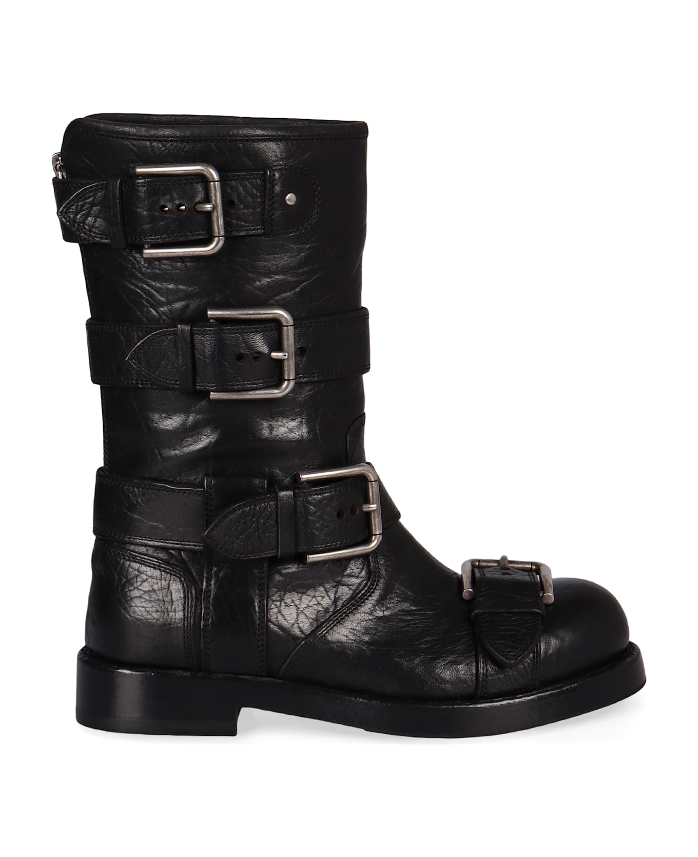 Dolce & Gabbana Leather Biker Boots - black