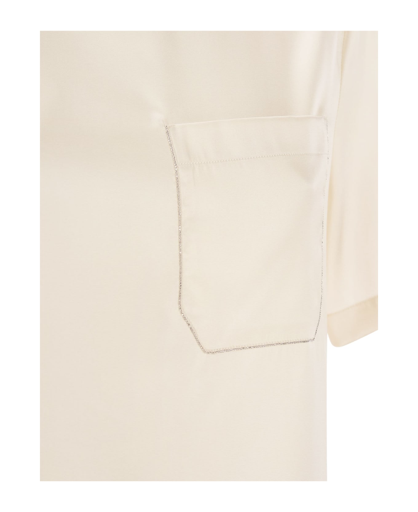 Peserico Silk Shirt With Breast Pocket - Cream