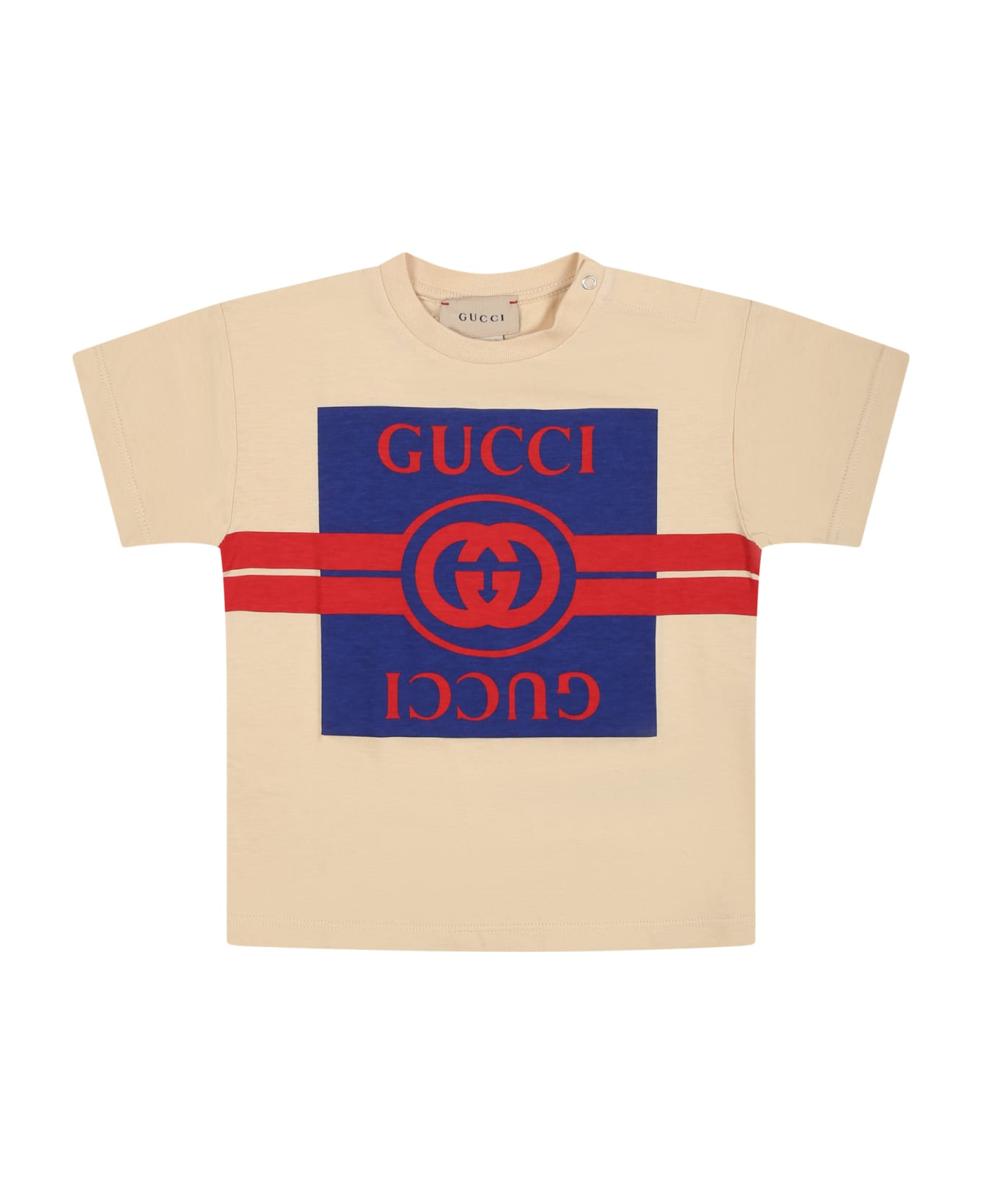 Gucci Ivory T-shirt For Baby Girl With Double G - Ivory