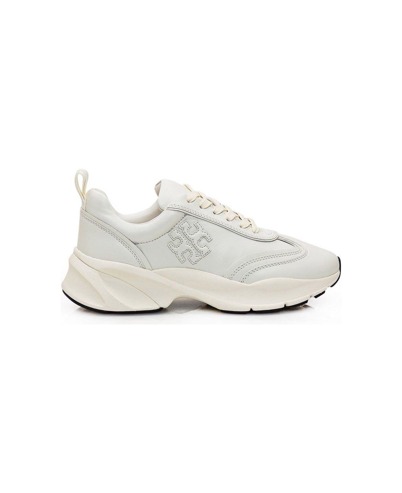 Tory Burch Logo-embossed Lace-up Sneakers - White