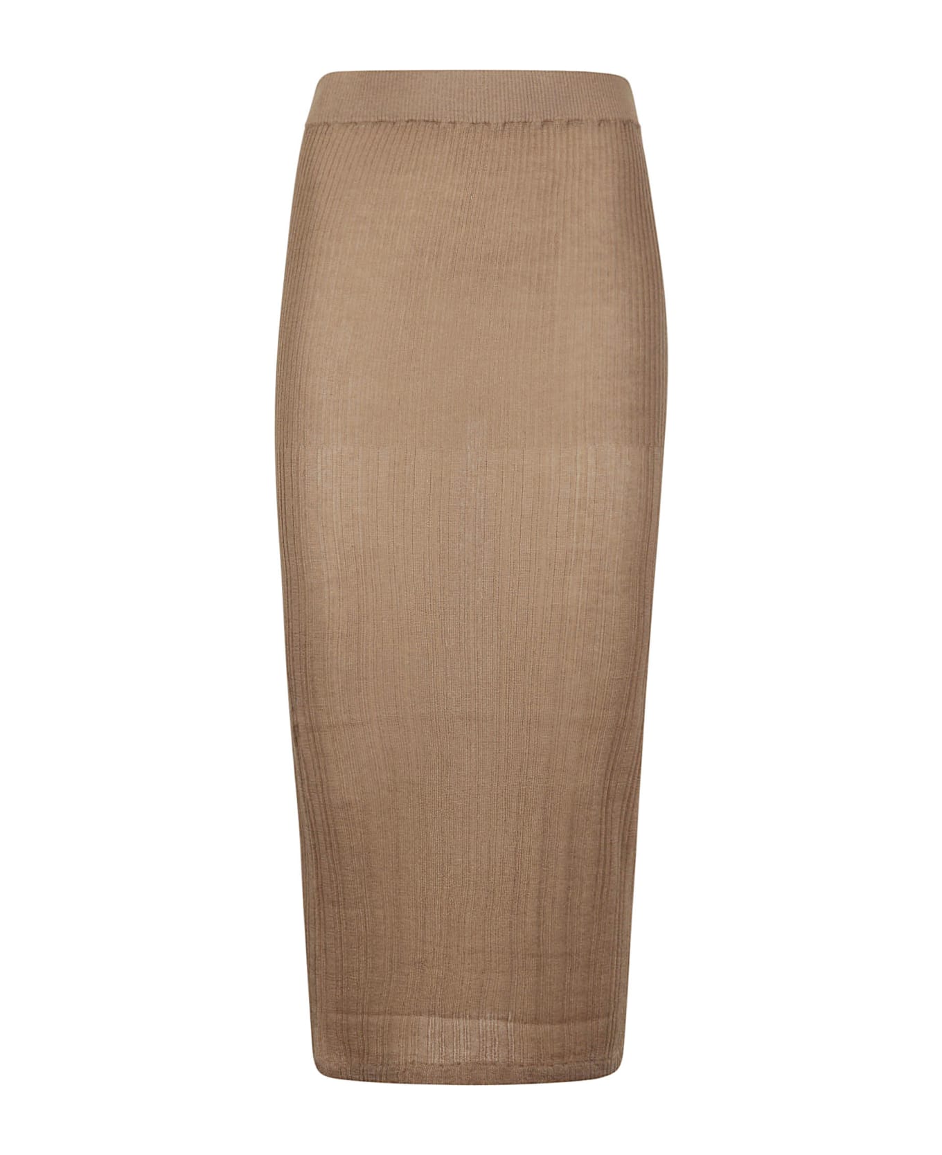 Wild Cashmere Loose Rib Long Skirt - TAUPE