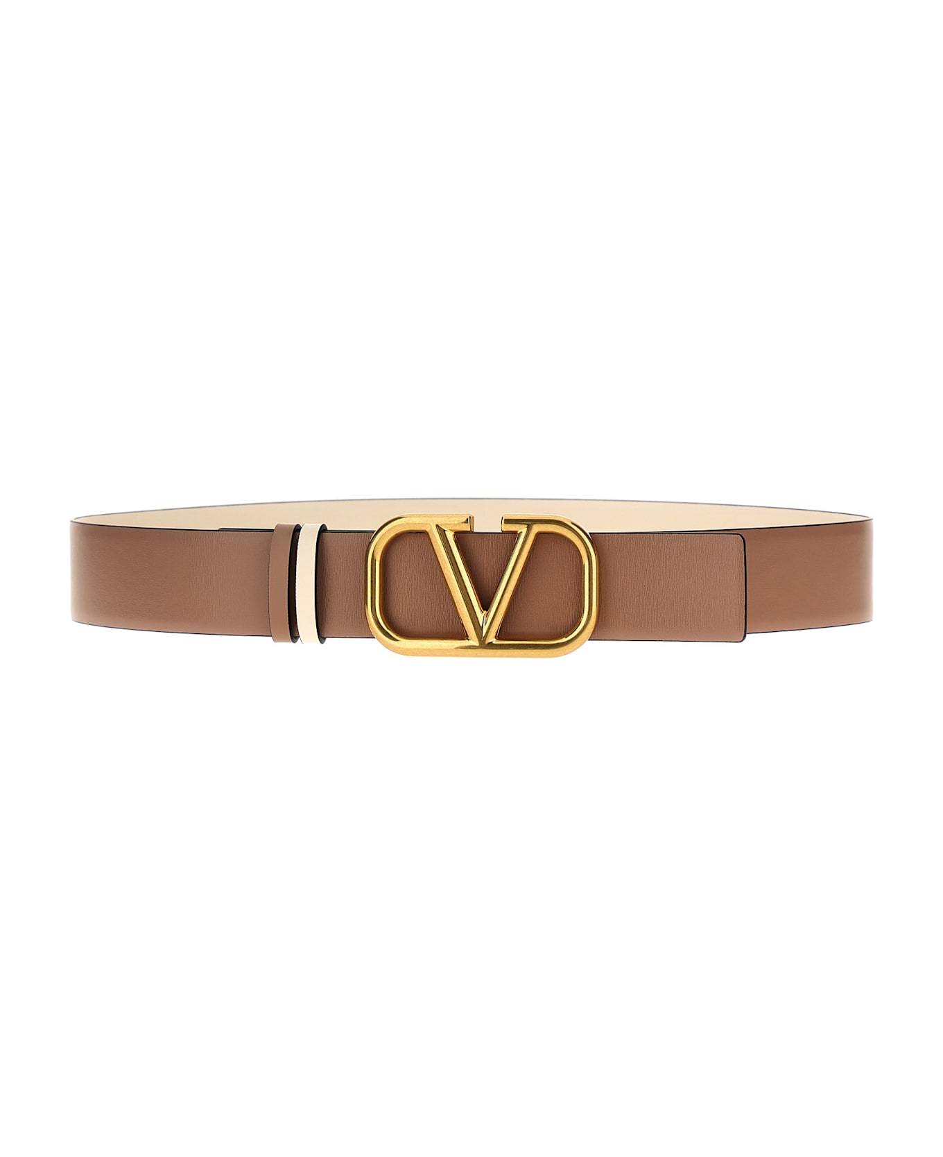 Valentino Garavani 'vlogo' Reversible Belt - Light Ivory-rose Cannelle