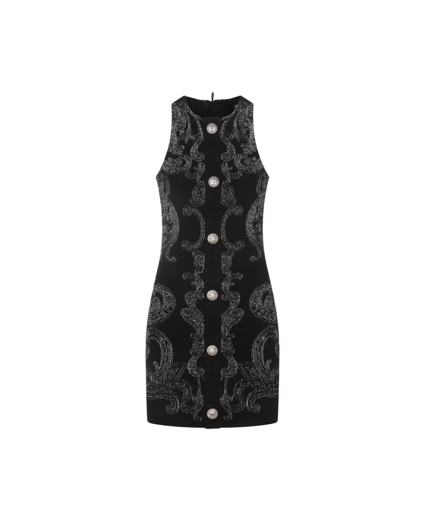 Balmain Paisley Knit Sleeveless Dress - Noir/argent