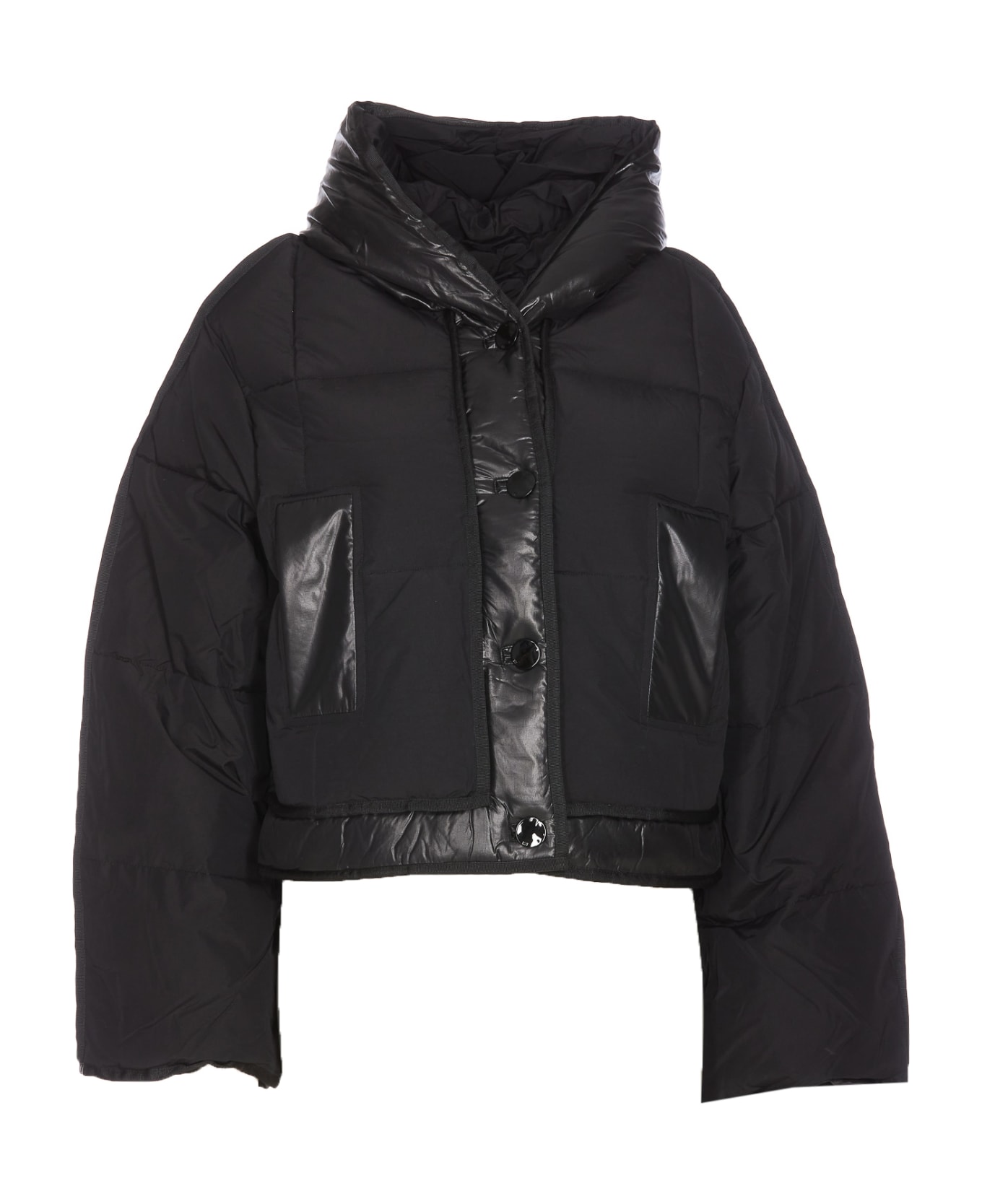 Black Short Hooded Puffer Jacket