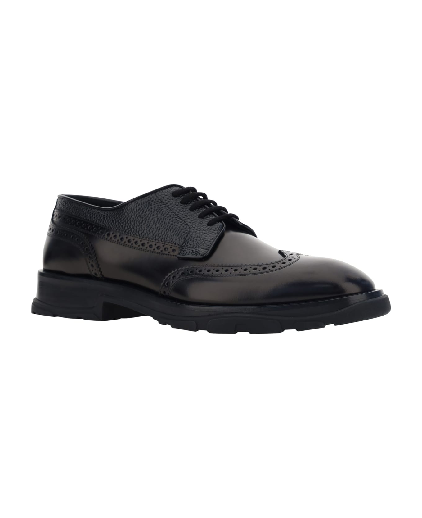 Alexander McQueen Brogues Leather Lace Up Shoes - Black ローファー＆デッキシューズ