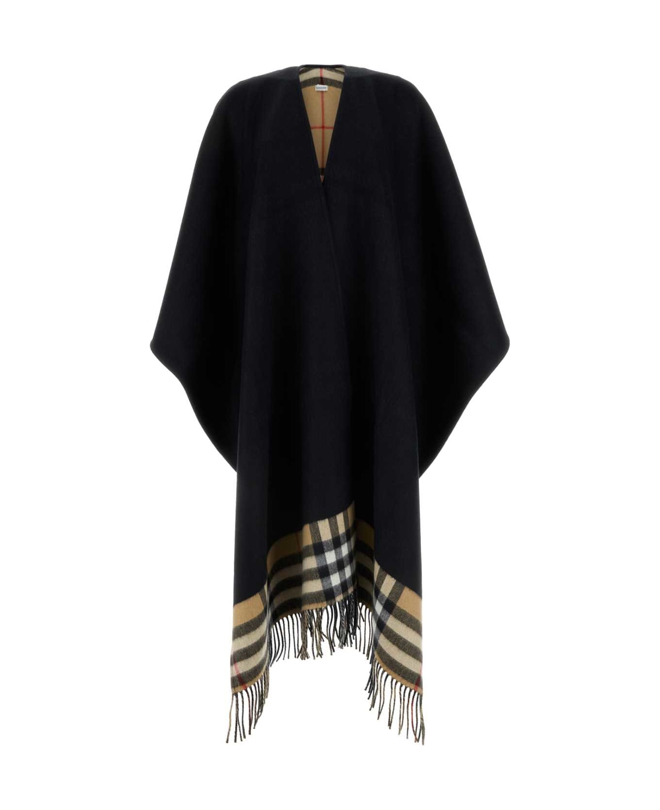 Burberry Black Cashmere And Wool Cape - BLACK