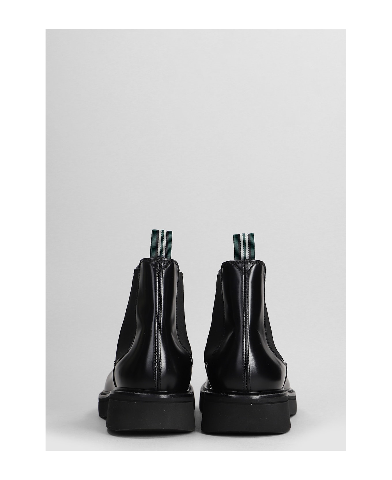 Green George Combat Boots In Black Leather - black