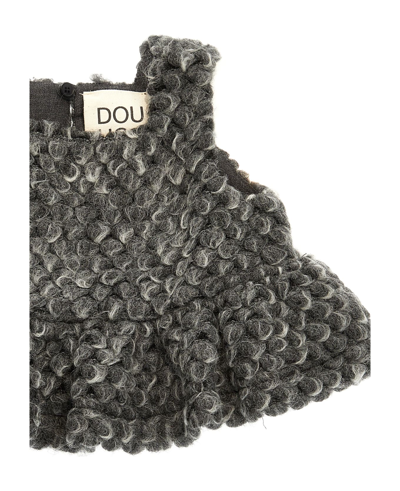 Douuod Flounced Knit Top - Gray