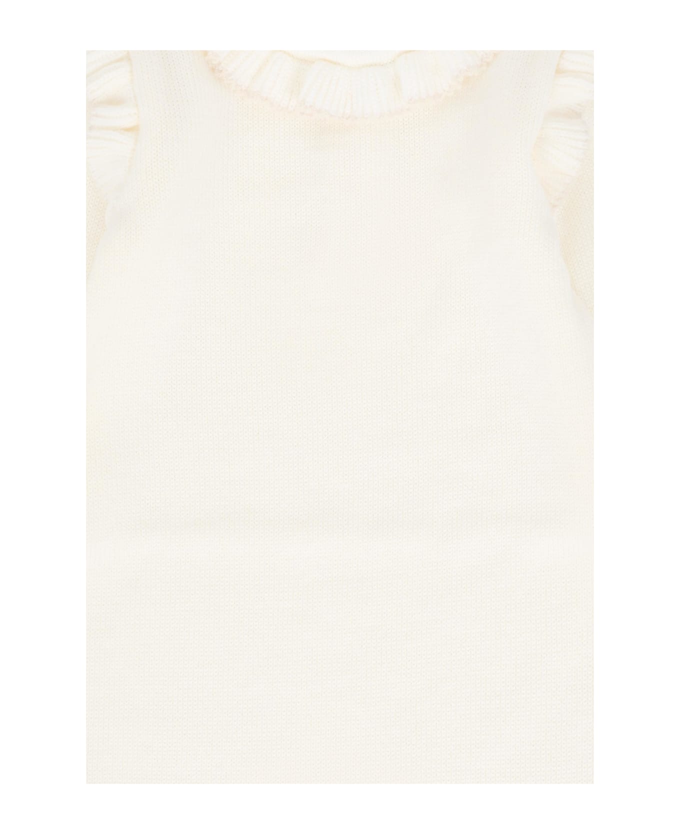 Little Bear Ivory Romper For Baby Girl - Ivory