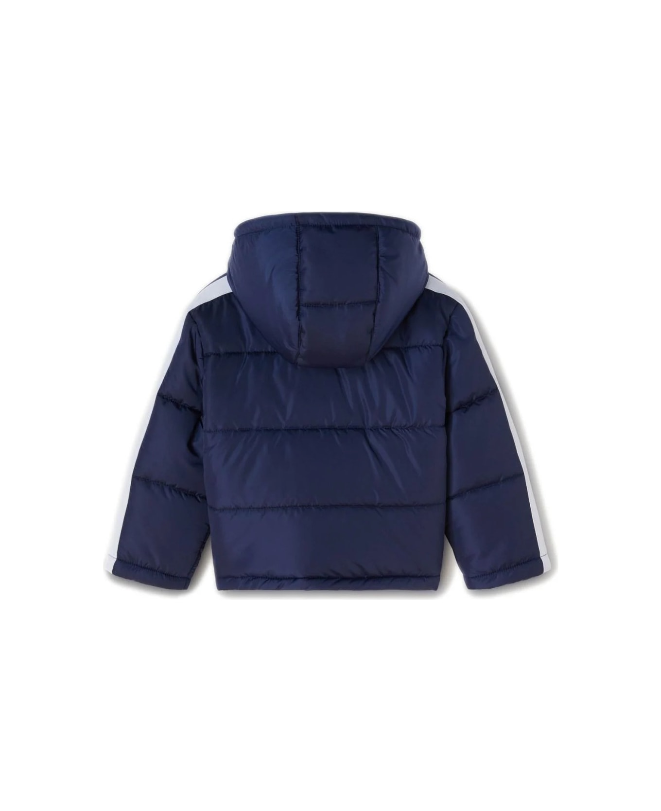 Palm Angels Blue Puffer Jacket With Logo - Blue