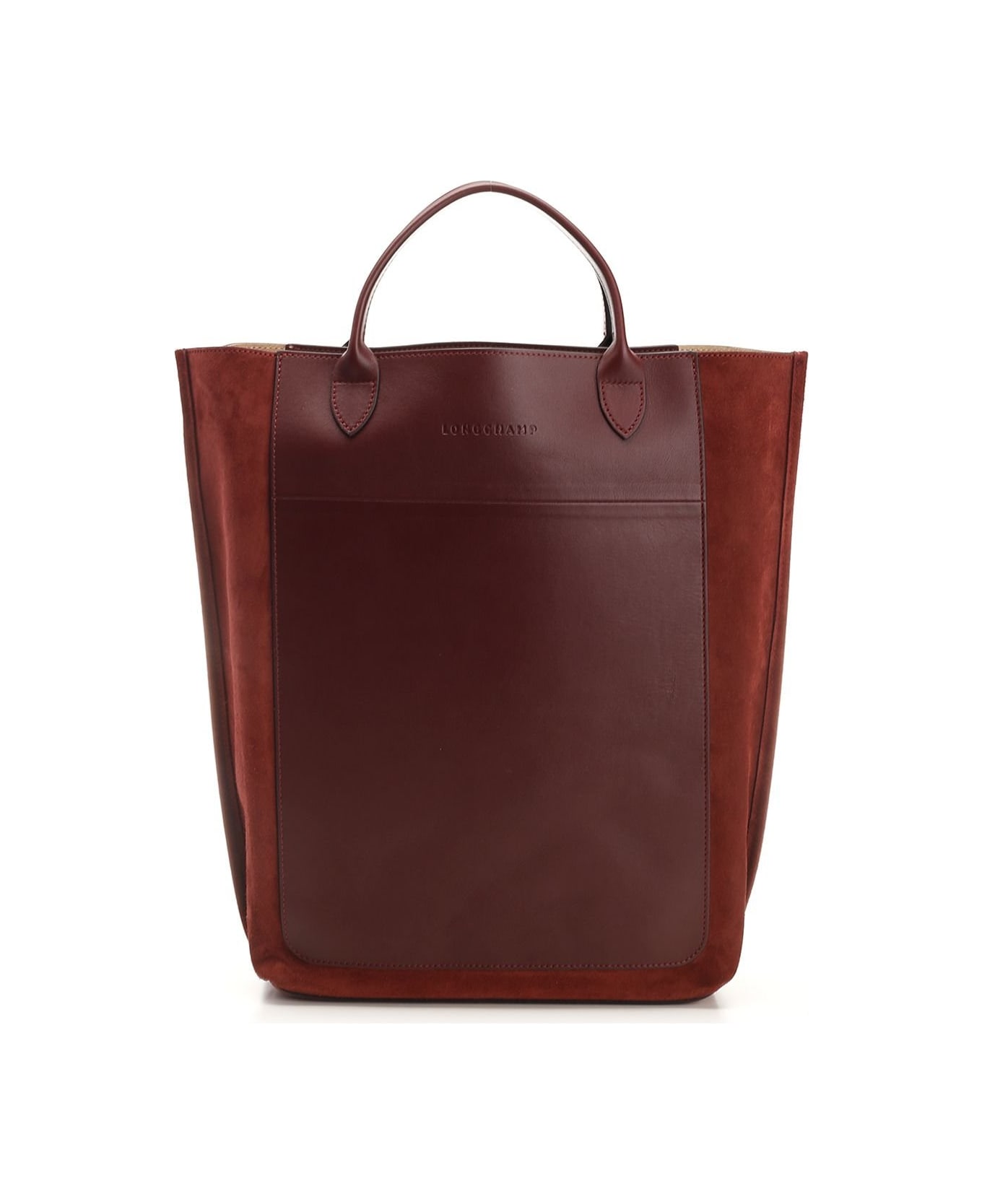 Longchamp M Cabas Logo Embossed Tote Bag - Burgundy