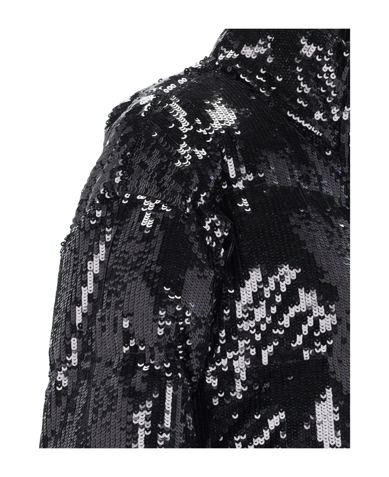 Michael Kors Sequin Embellished Puffer Jacket - Black