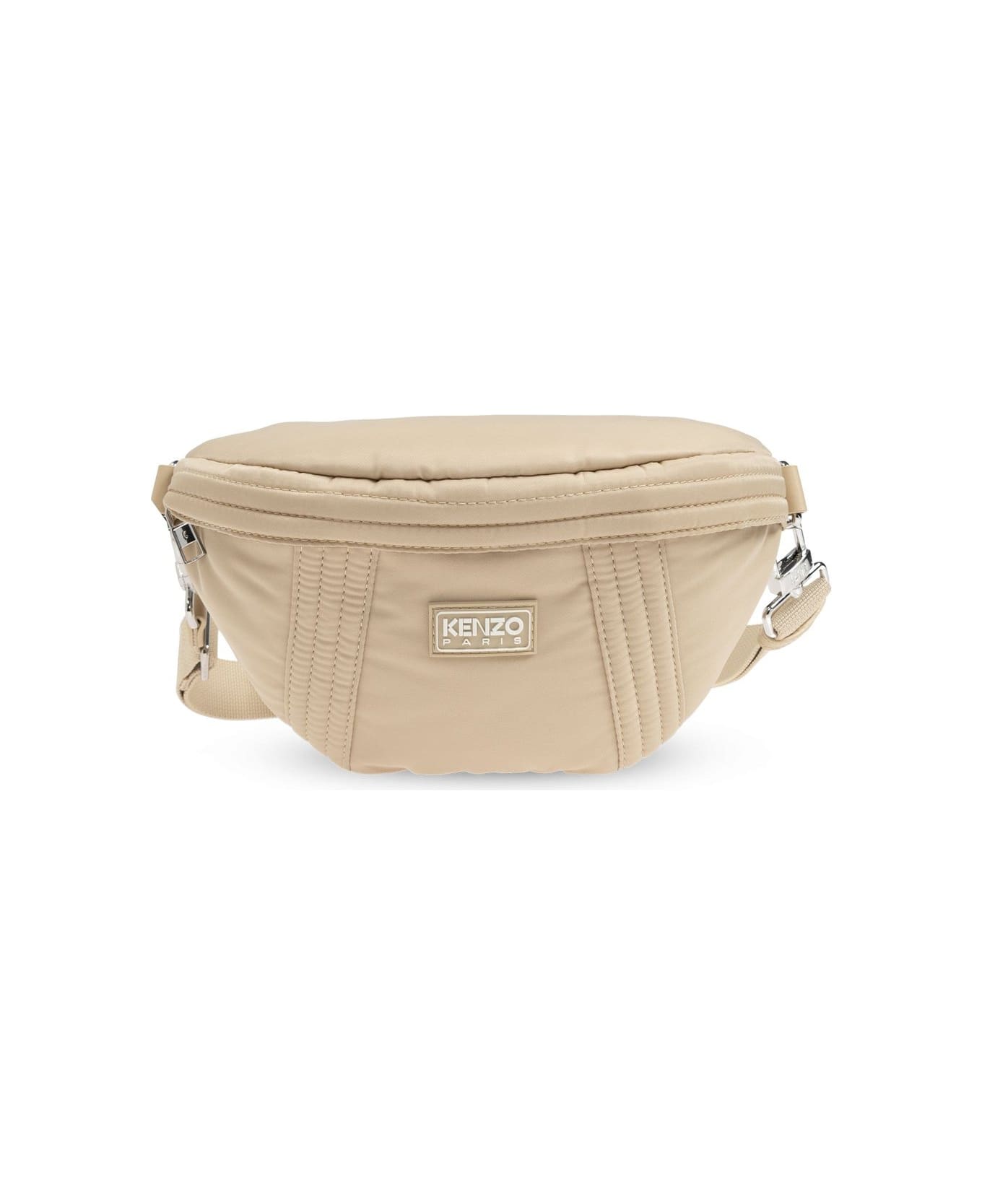 Kenzo Logo Patch Zipped Belt Bag - Beige