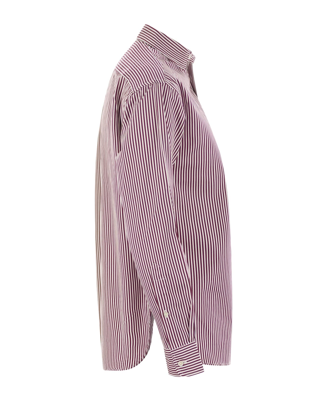 Ralph Lauren Relaxed Fit Pinstriped Shirt - Bordeaux/white