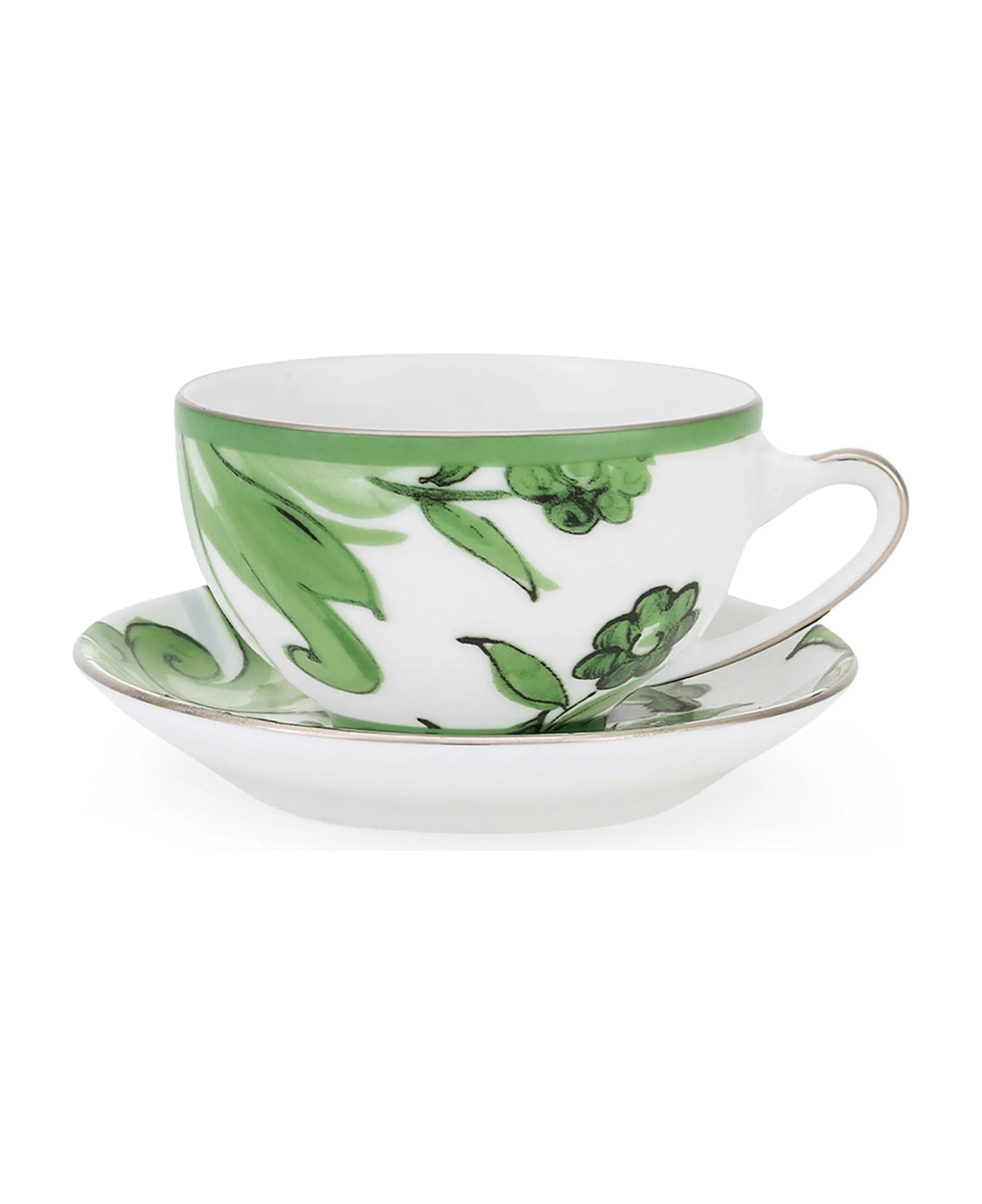 Dolce & Gabbana Tazza Tè Con Piattino - Bianco e Verde