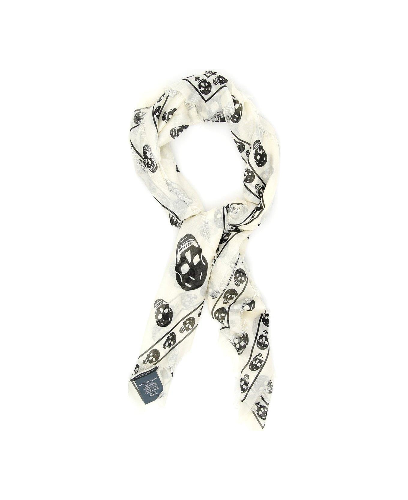 Alexander McQueen Skull Motif Scarf - Avorio e Nero