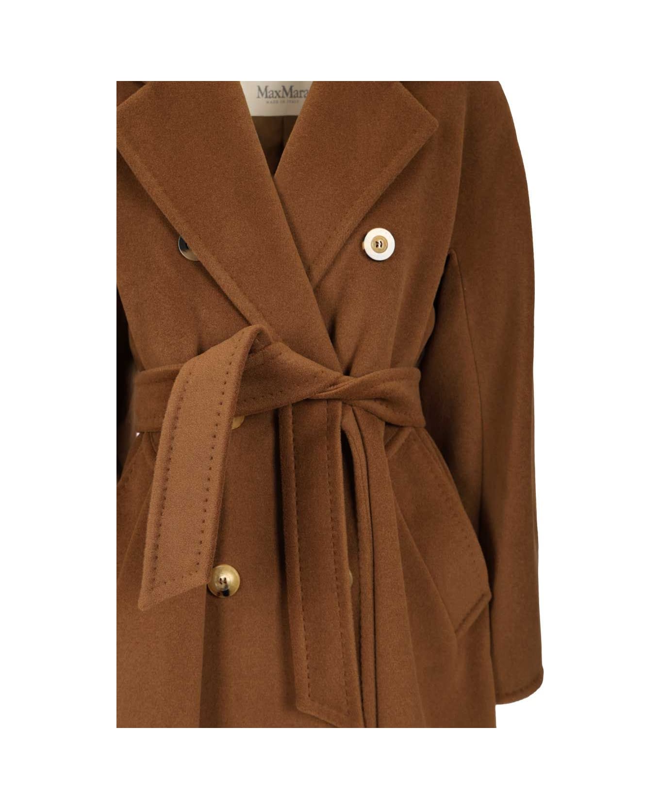 Max Mara Double-breasted Coat With Belt - BROWN