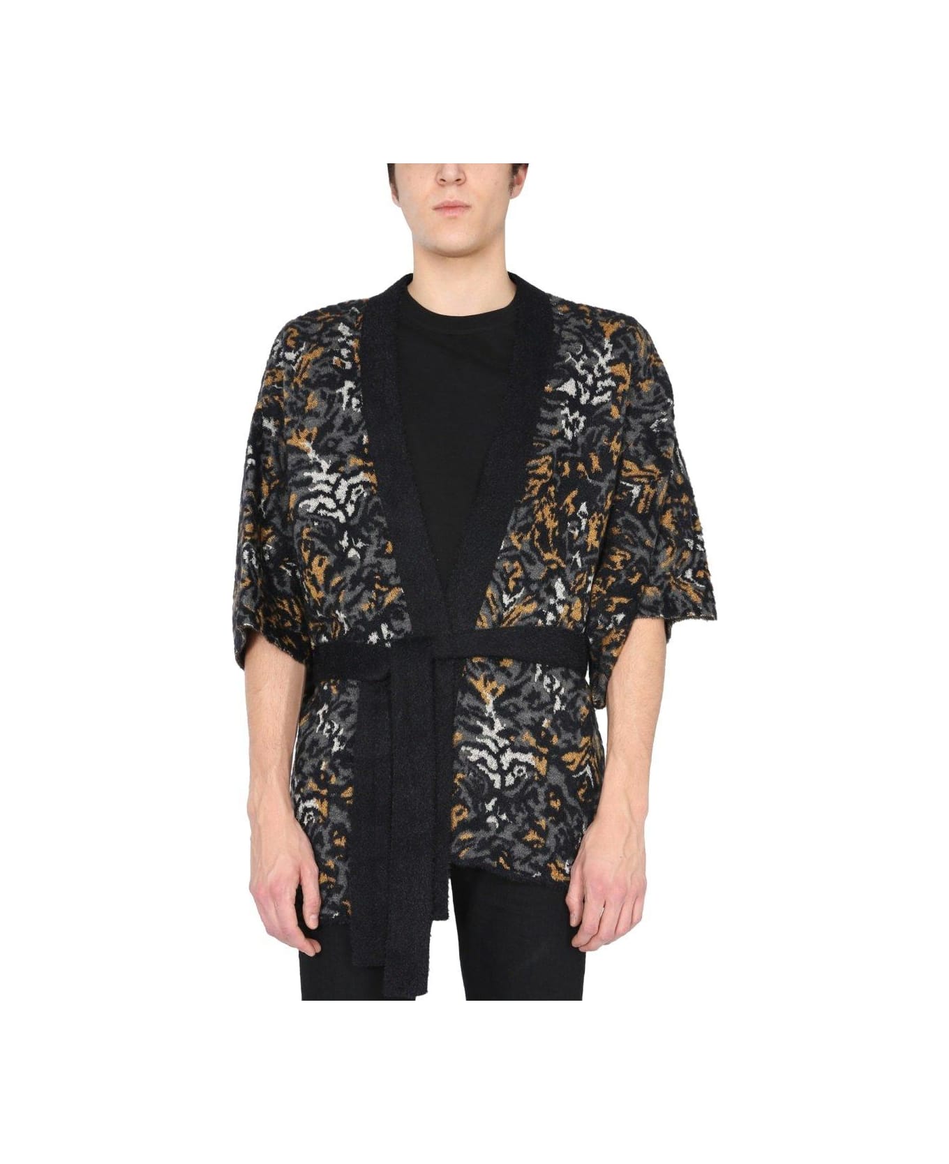 Saint Laurent V-neck Tied Short-sleeved Cardigan - ANIMALIER