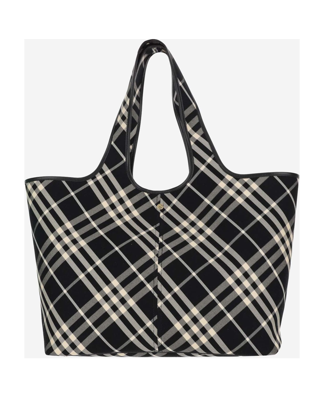 Burberry Tote Bag With Check Pattern - Black/calico