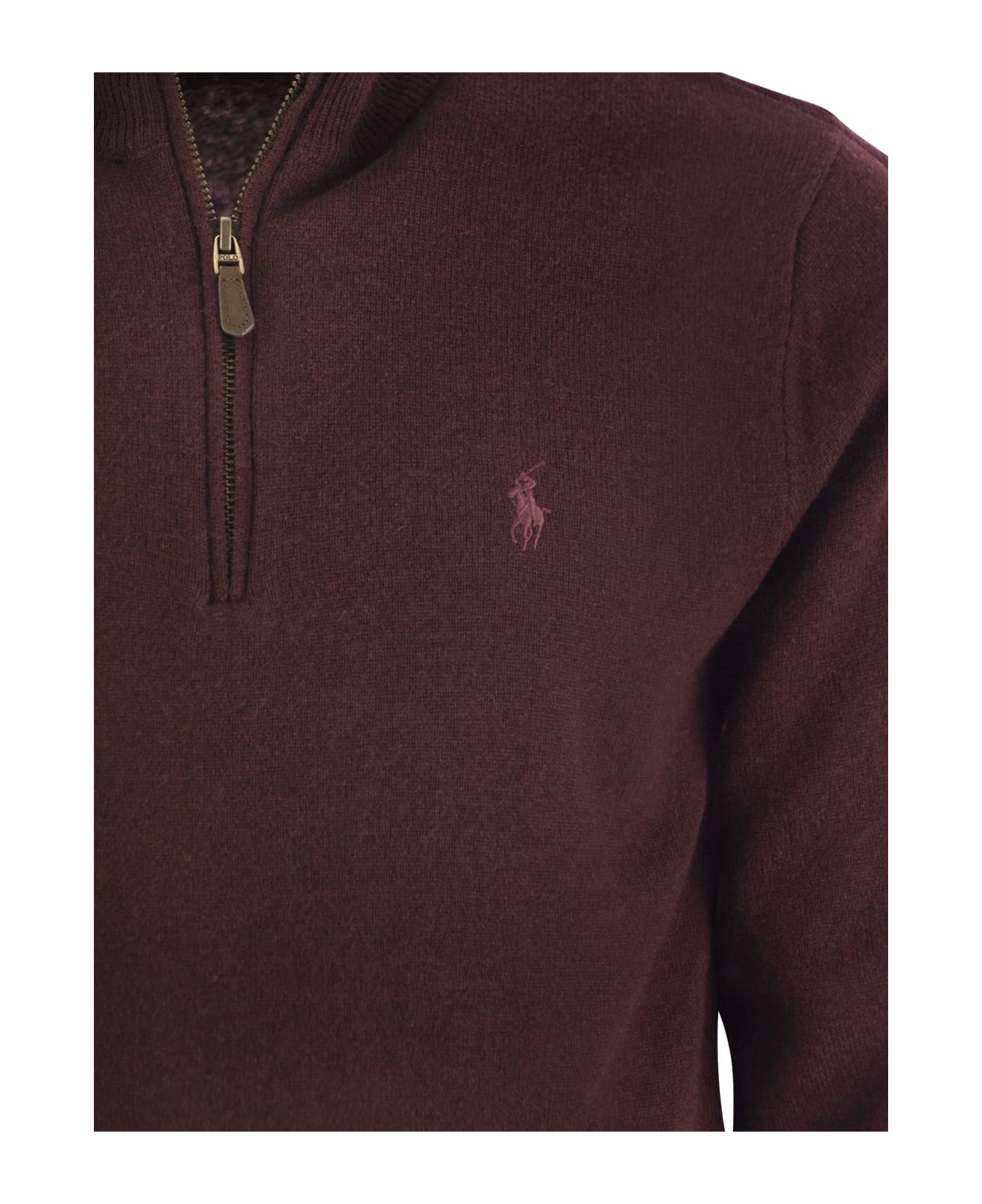 Polo Ralph Lauren Wool Pullover With Half Zip - Bordeaux