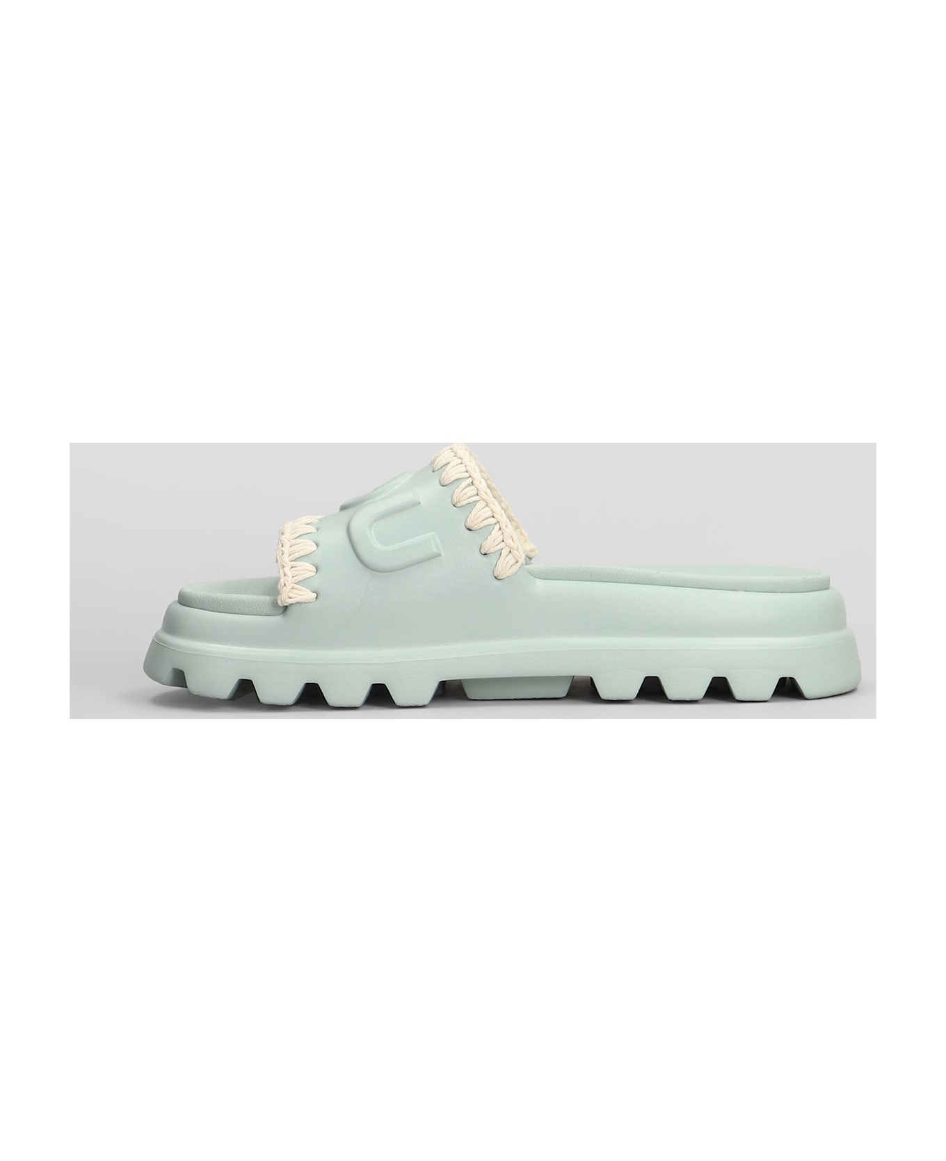Mou Eva Onepiece Flats In Green Rubber/plasic - green