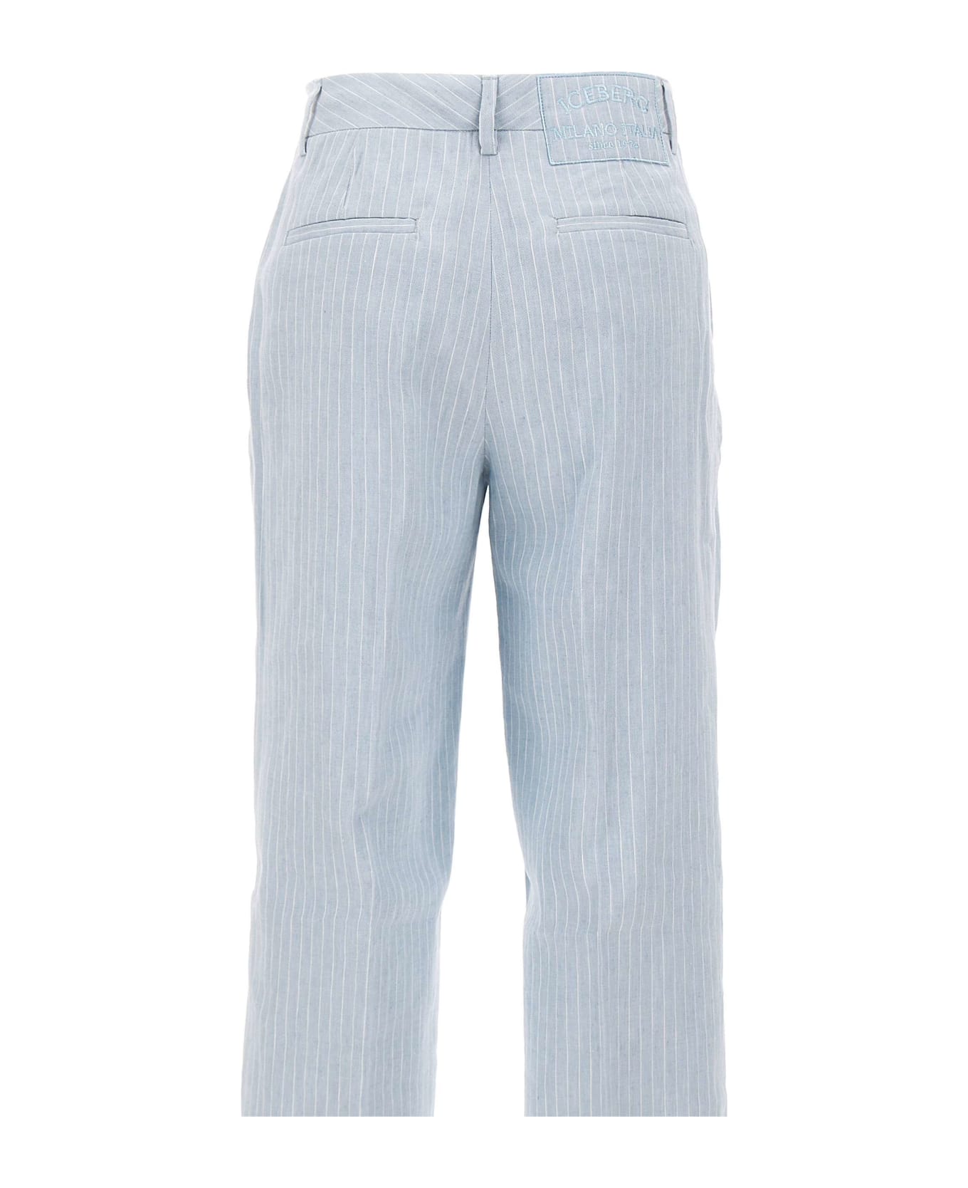 Iceberg Linen And Cotton Trousers - LIGHT BLUE