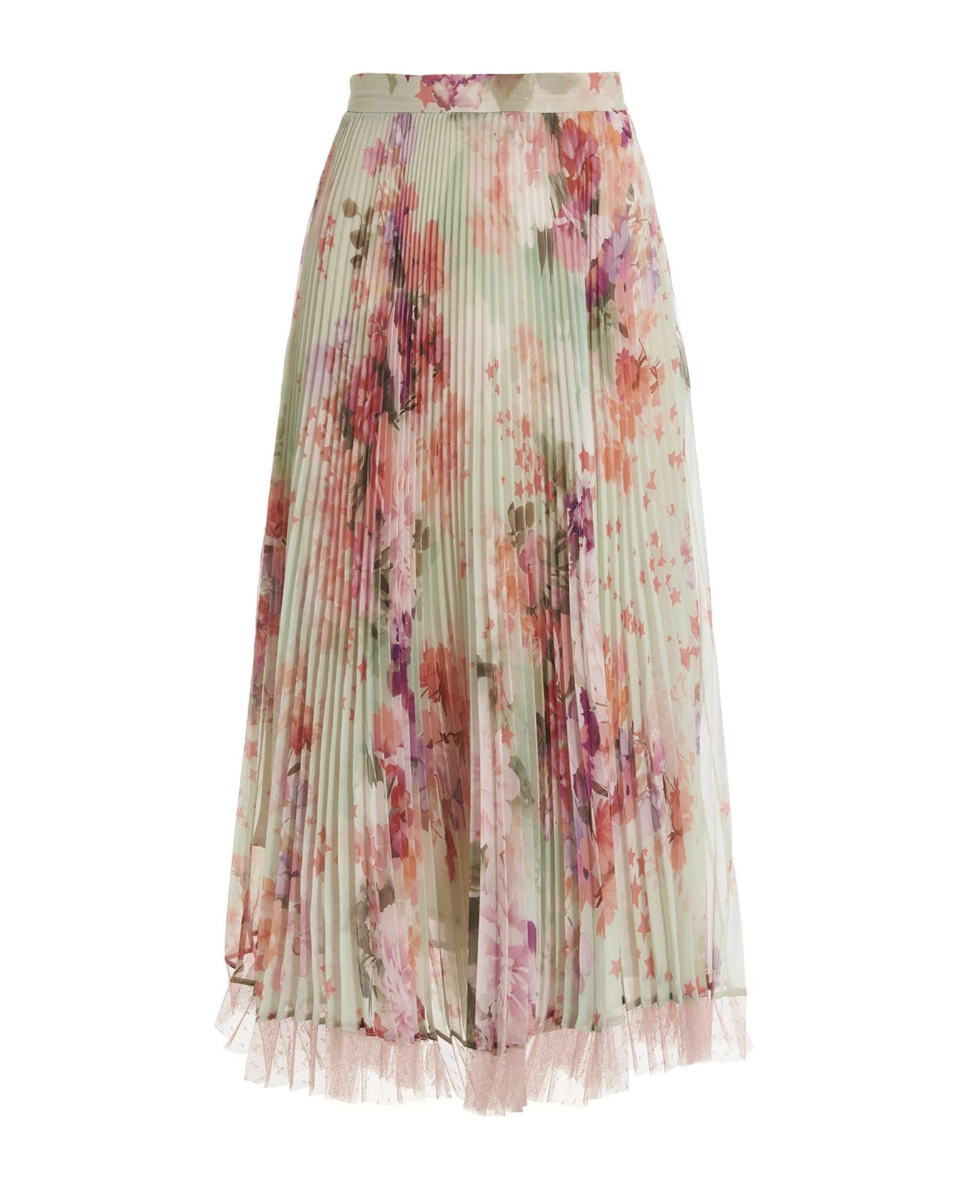 TwinSet Pleated Floral Skirt - Mint