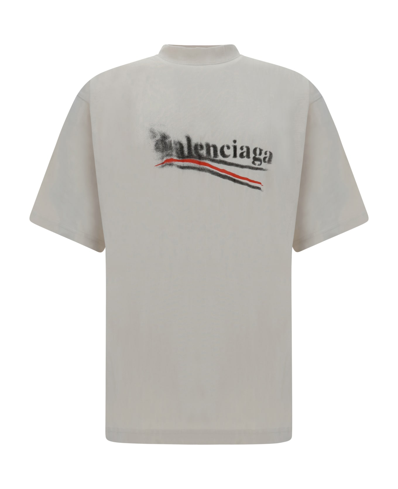 Balenciaga Logo Printed Crewneck T-shirt - Ecru/black