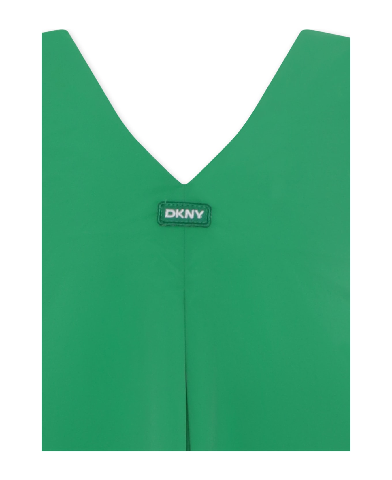DKNY Green Sleeveless Dress For Girl With Logo - Green