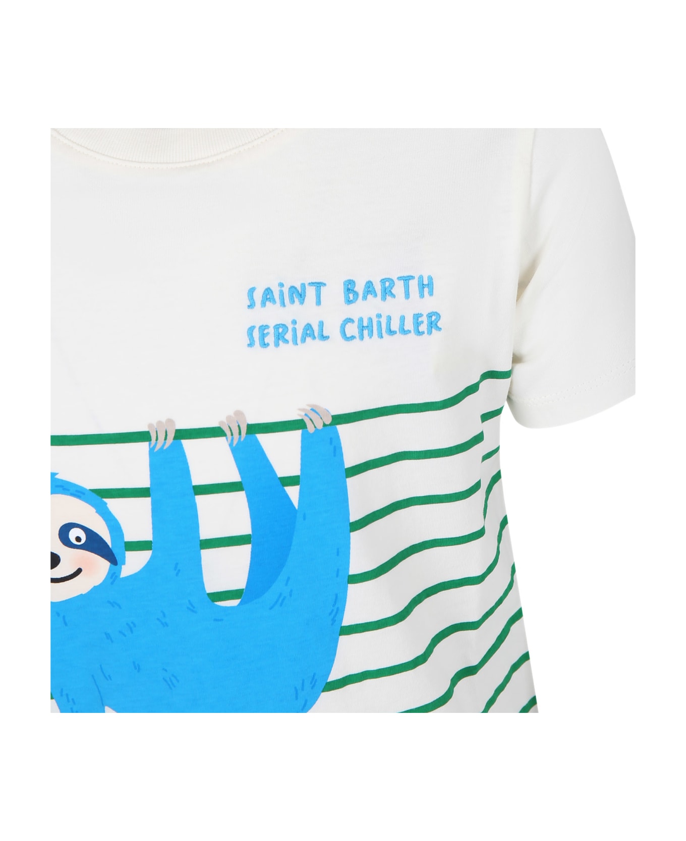 MC2 Saint Barth Ivory T-shirt For Kids With Sloth Print - Ivory