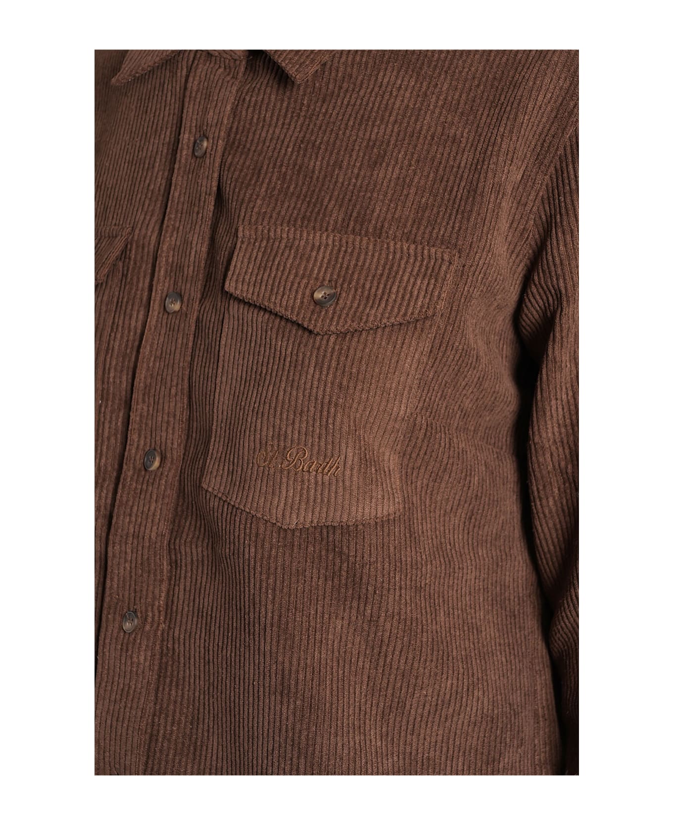 MC2 Saint Barth Deer Corduroy Shirt In Brown Polyester - brown