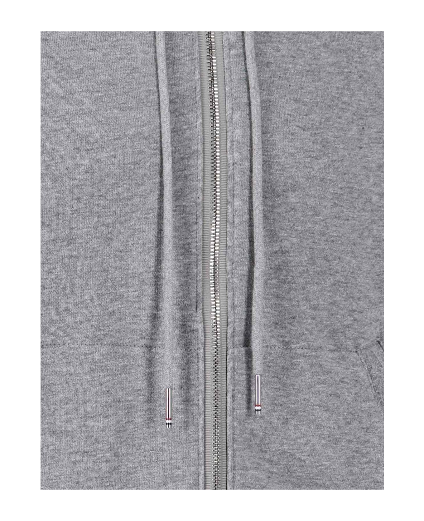 Thom Browne 4-bar Zip Hoodie - LIGHT GREY