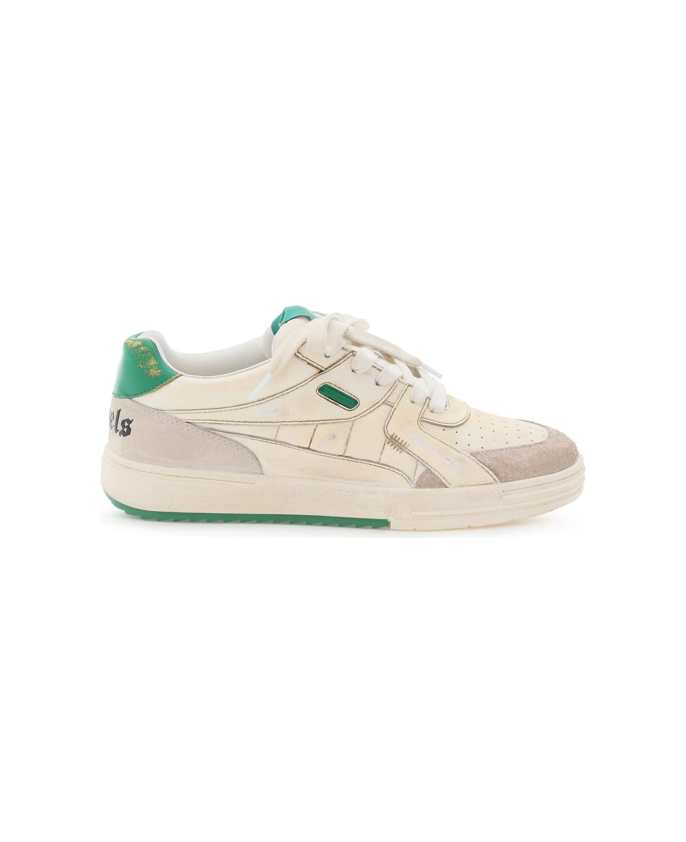 Palm Angels University Leather Sneakers - White Green スニーカー