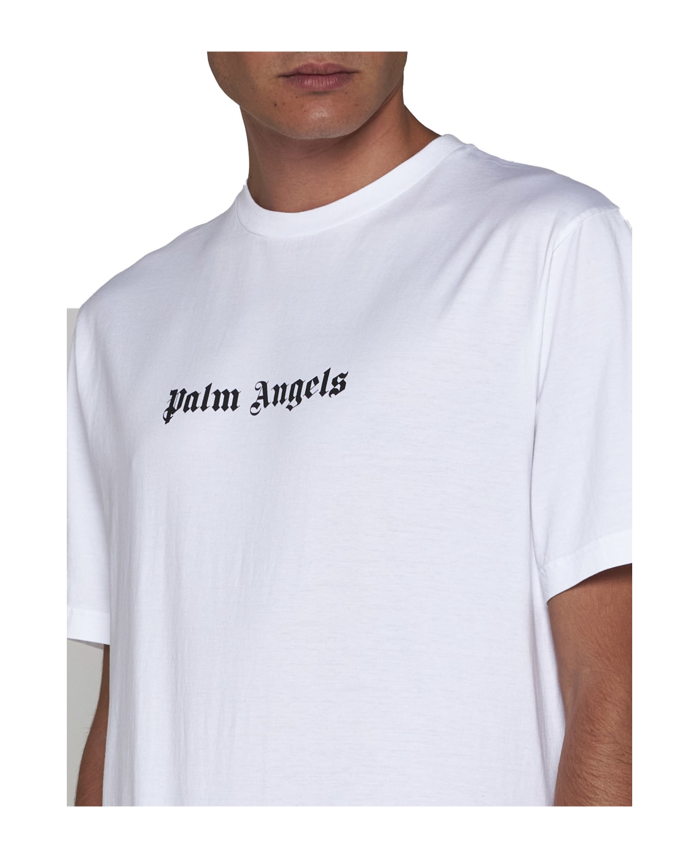 Palm Angels Logo-print Crew-neck T-shirt - White Blac シャツ