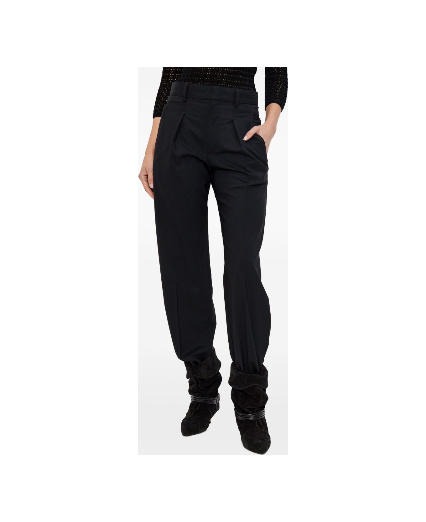 Isabel Marant Straight-leg Virgin Wool Blend Trousers - Black